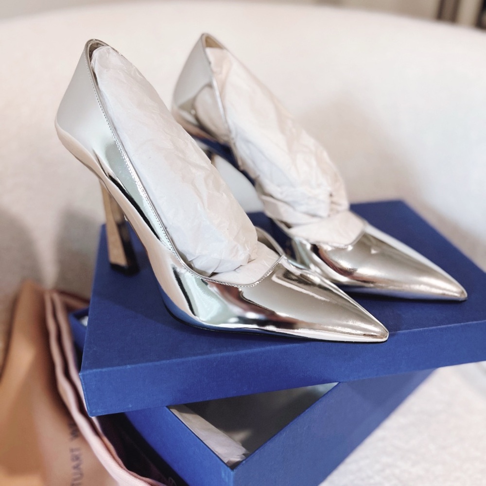 Stuart weitzman NEW in box 8 Escarpin d'Orsay Vinnie 100 silver heel